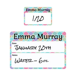 custom sippy cup labels for daycare in mermaid pattern rainbow