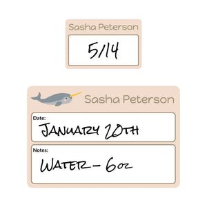 sippy cup labels for daycare in narwhal cream