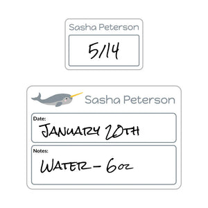 sippy cup labels for daycare in narwhal white