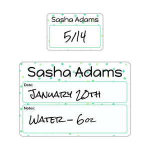 sippy cup labels for daycare in pom pom green