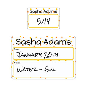 sippy cup labels for daycare in pom pom orange