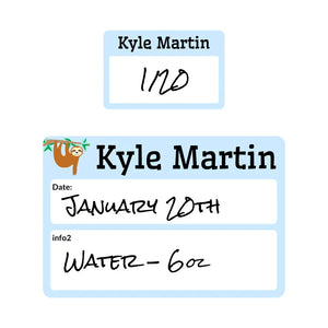 sippy cup write on labels for kids sloth blue