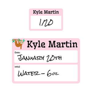 sippy cup write on labels for kids sloth pink