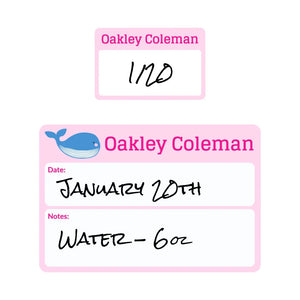 whale pink sippy cup labels