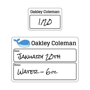 whale white sippy cup labels