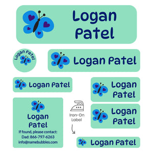 sleepaway camp labels pack butterfly green