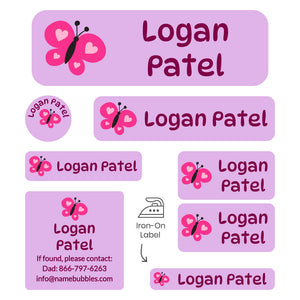 sleepaway camp labels pack butterfly purple
