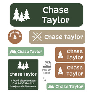sleepaway camp labels pack campsite dino roar