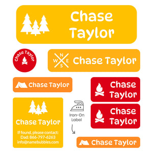 sleepaway camp labels pack campsite sunrise