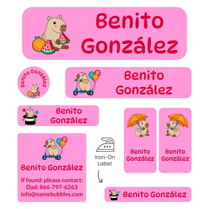 sleepaway labels pack capybara pink