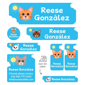 cats blue sleepaway camp labels pack