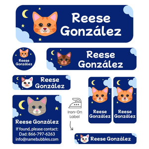 cats dark blue sleepaway camp labels pack