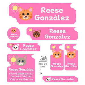 cats pink sleepaway camp labels pack