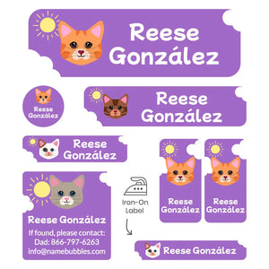 cats purple sleepaway camp labels pack