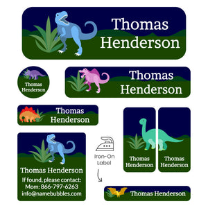 sleepaway camp labels pack dinosaurs dark green
