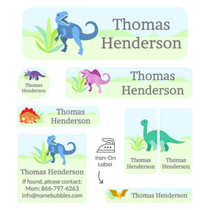 sleepaway camp labels pack dinosaurs green