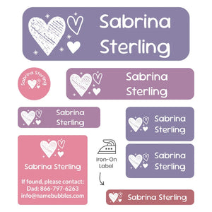 sleepaway labels pack doodle hearts berry bash