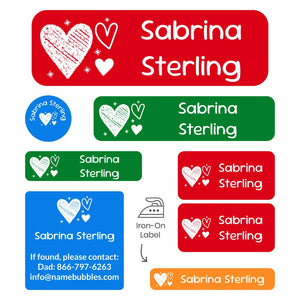 sleepaway labels pack doodle hearts elementary