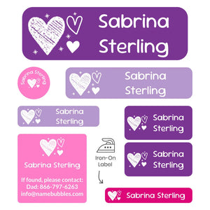 sleepaway labels pack doodle hearts fairy princess
