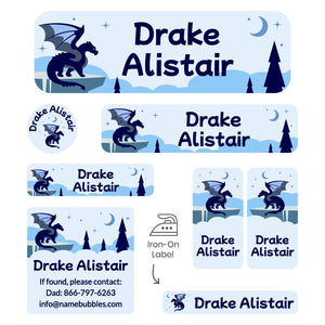 sleepaway camp labels pack dragon blue