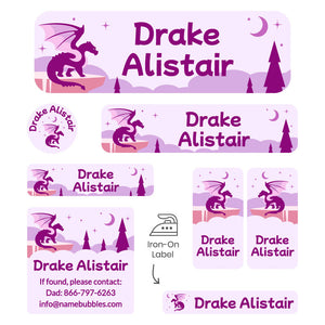 sleepaway camp labels pack dragon purple