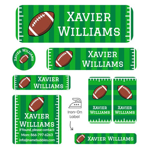 sleepaway camp name label bundle for kids in football green