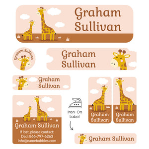 sleepaway camp labels pack giraffe eucalyptus tan