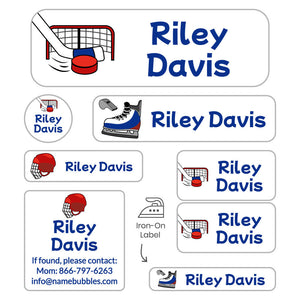 sleepaway labels pack hockey red blue