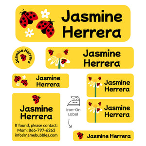 sleepaway labels pack ladybug yellow