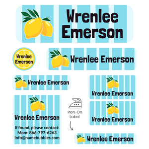 sleepaway name labels lemons blue