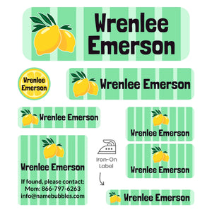 sleepaway name labels lemons green
