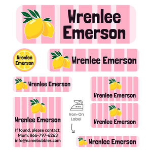 sleepaway name labels lemons pink