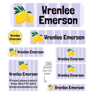 sleepaway name labels lemons purple
