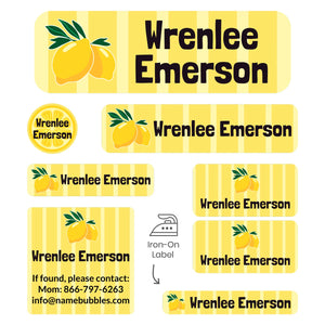 sleepaway name labels lemons yellow