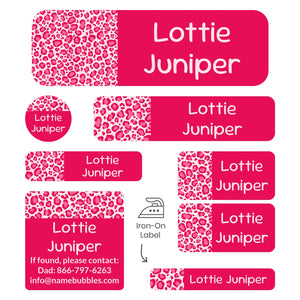 sleepaway camp name labels leopard print pink
