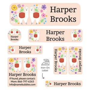 sleepaway camp labels pack for kids llama cream