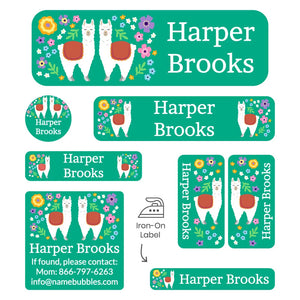 sleepaway camp labels pack for kids llama green
