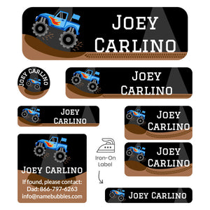 sleepaway labels pack monster truck blue