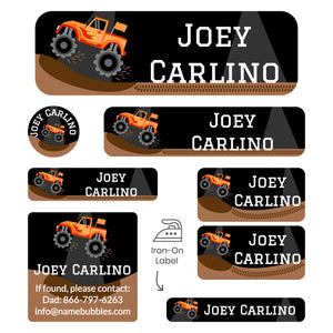sleepaway labels pack monster truck orange