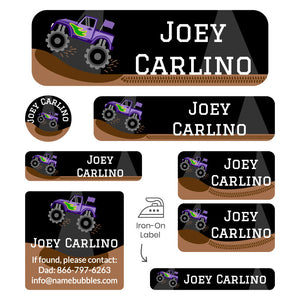 sleepaway labels pack monster truck purple