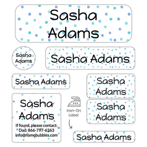 sleepaway camp labels for kids in pom pom blue