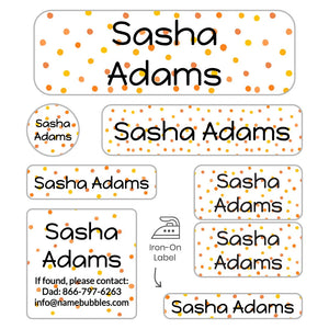 sleepaway camp labels for kids in pom pom orange