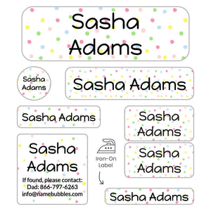 sleepaway camp labels for kids in pom pom rainbow