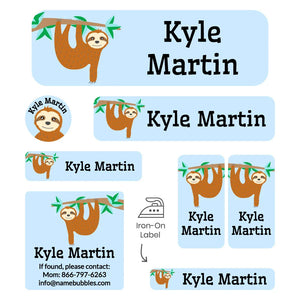sleepaway camp labels pack sloth blue