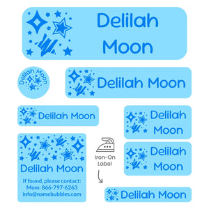 sleepaway camp labels pack stars blue