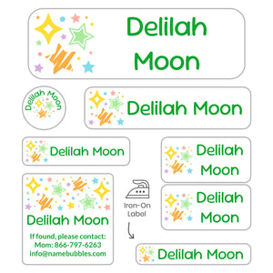 sleepaway camp labels pack stars green rainbow