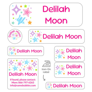 sleepaway camp labels pack stars pink rainbow