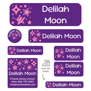 sleepaway camp labels pack stars purple pink