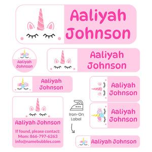 sleepaway camp name labels for kids unicorn light pink