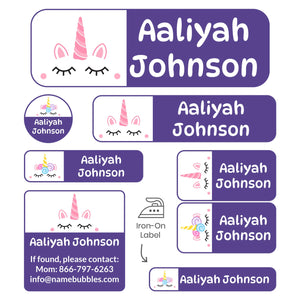 sleepaway camp name labels for kids unicorn purple